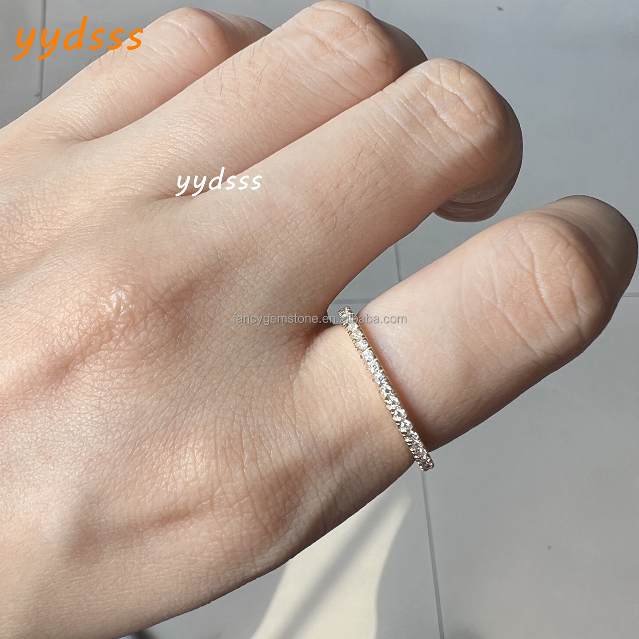 1.2mm 2.0mm Full Eternity Rings White Vvs D Color Moissanite 14k 18k Real Gold Wedding Band
