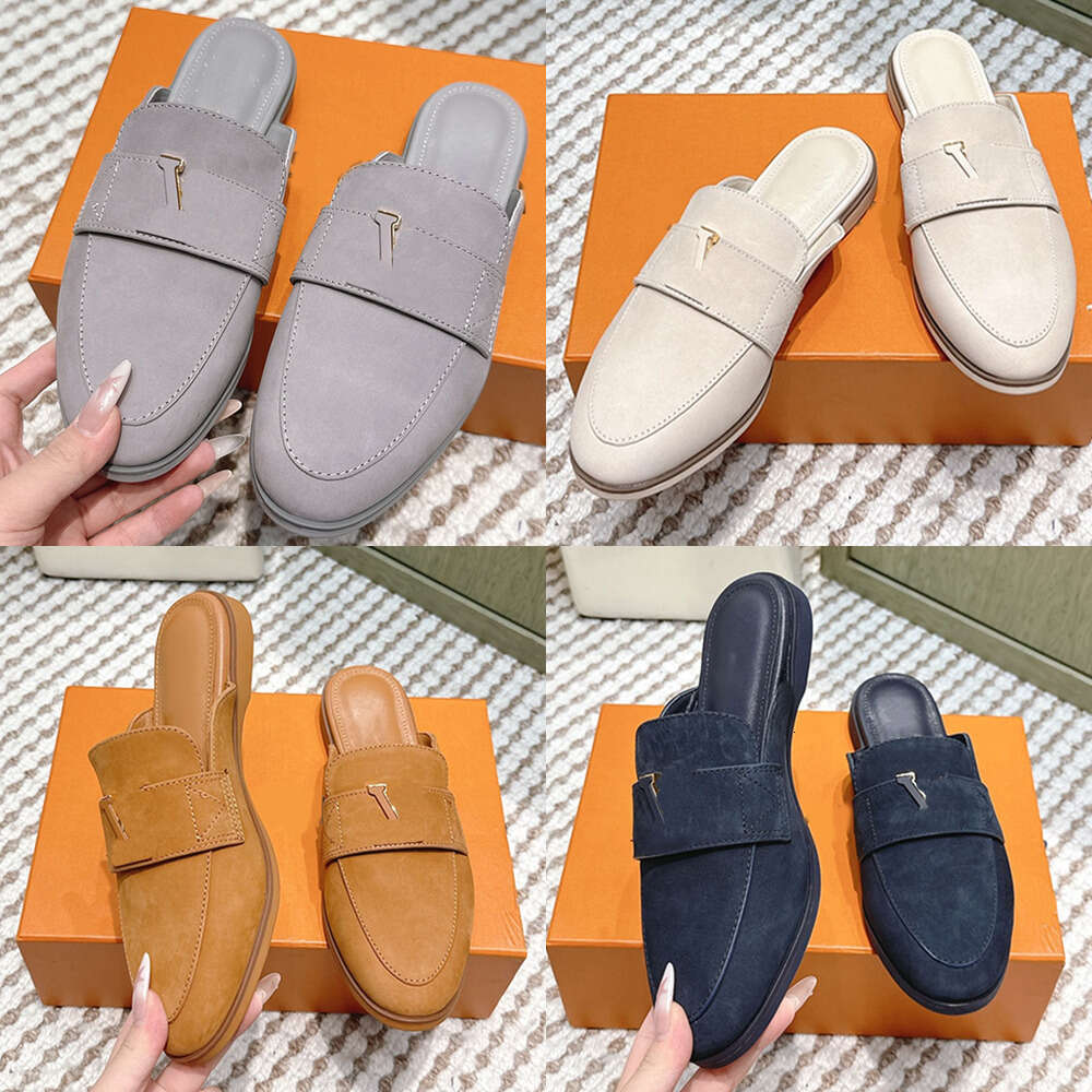 luxury slipper Mare Flex Open Back Loafer Ladies Designer shoe woman slide Rubber Outsole Outdoor Recreation fashion Women Flat shoes suede leather Casual Shoes