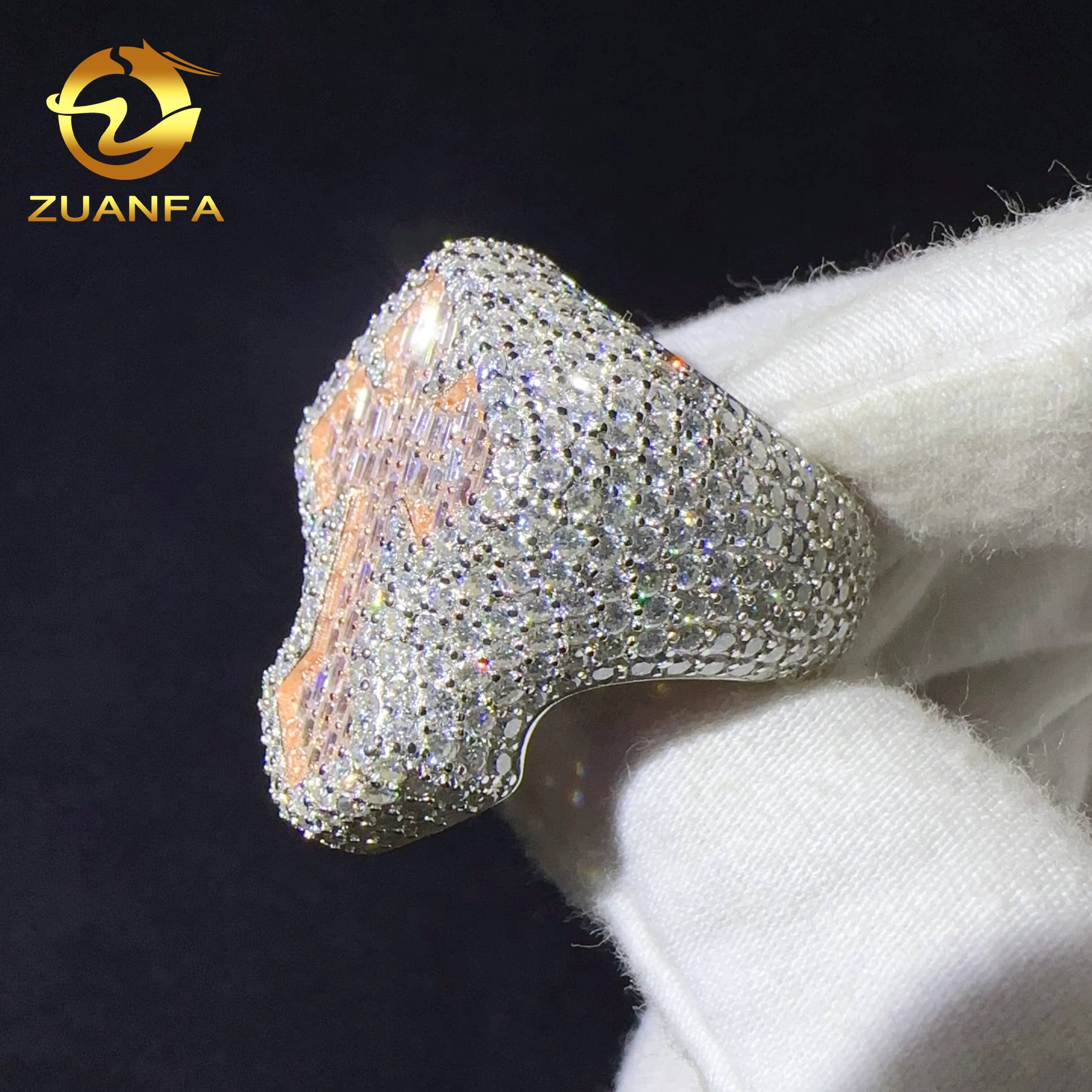 Iced Out Hip Hop Jewelry Men Diamond Ring 925 Sterling Silver High Quality Luxury Custom Moissanite Ring