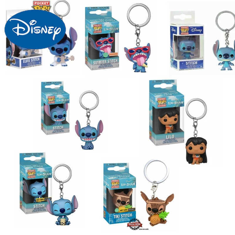 Disney FUNKO POP Elvis Lilo Stitch Stilts Keychain Summer Stitch Scented Exclusive Vinyl Action Figures Collection Model Kid Toys Gift H251127
