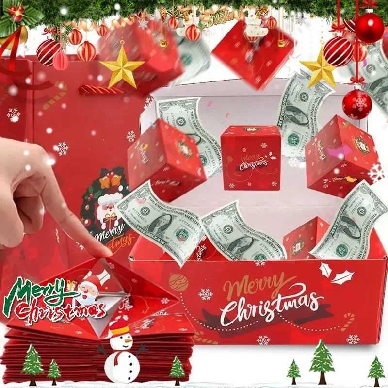 Christmas Gift Box Diy Folding Paper Boxs Money Pop Up Birthday Wedding Surprise Bounce Boxs Explosion Red Envelope Gift Box Set H2511271
