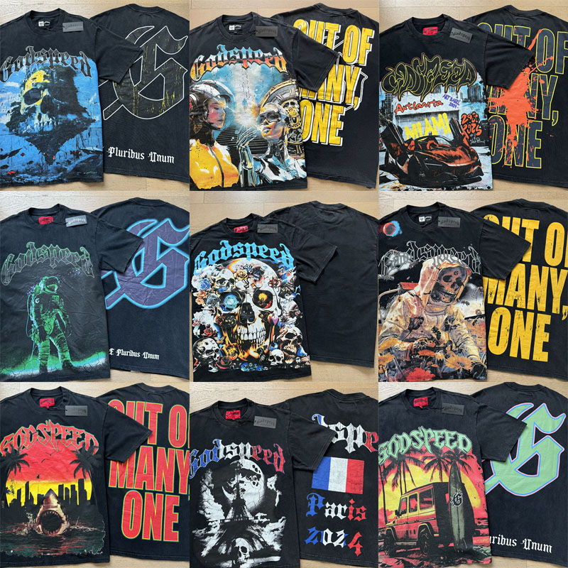 Designer Men's T-shirt High Quality American Retro T-shirt Y2K High Street Washed Short-sleeved Round Neck Graphic Printed Short-sleeved Cotton Casual Loose T-shirt