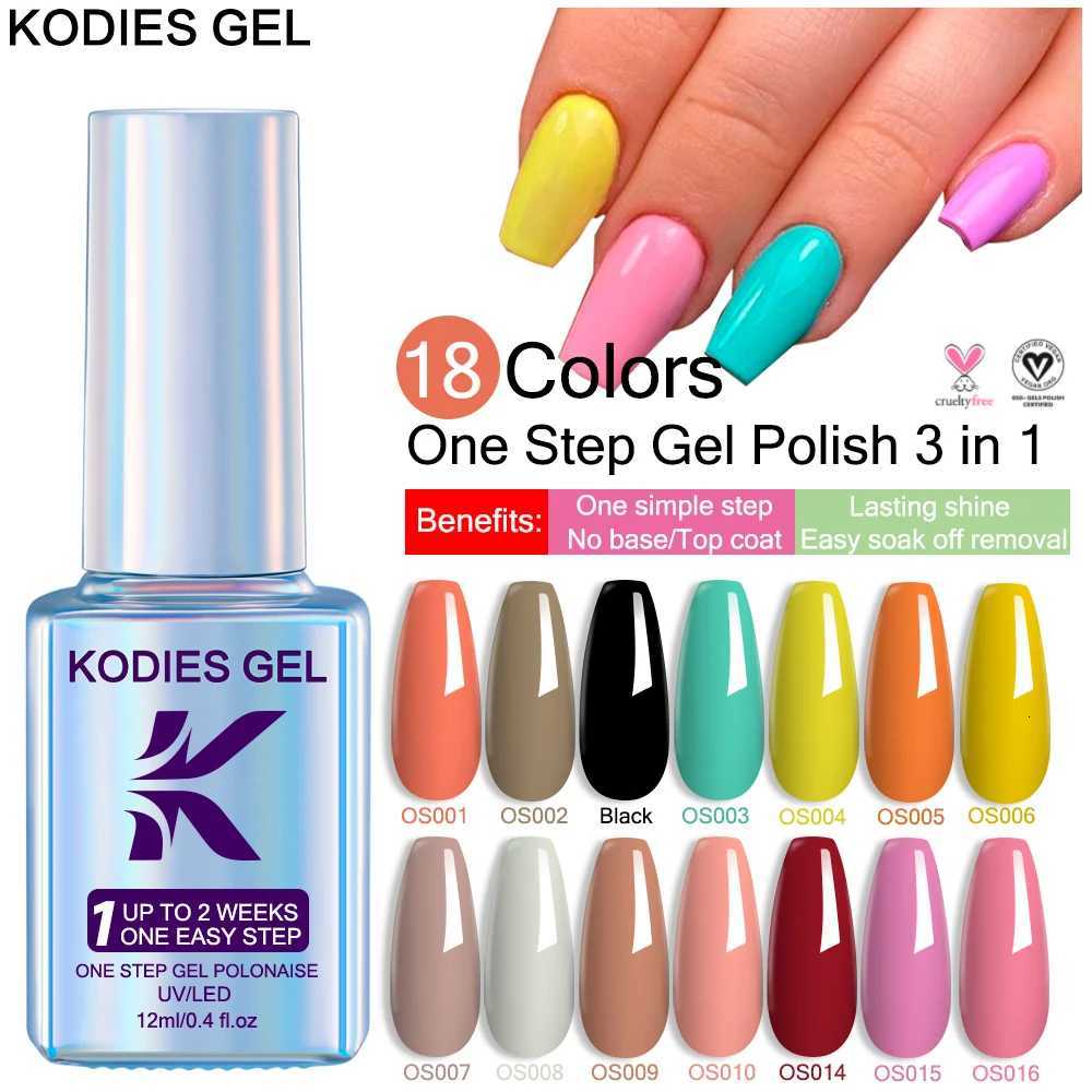 KODIES GEL New Gel Nail Polish 3 IN 1 One Step Summer Color Gel Varnish Semi Permanent UV/LED Soak Off Manicure Nail Art LacquerT251127