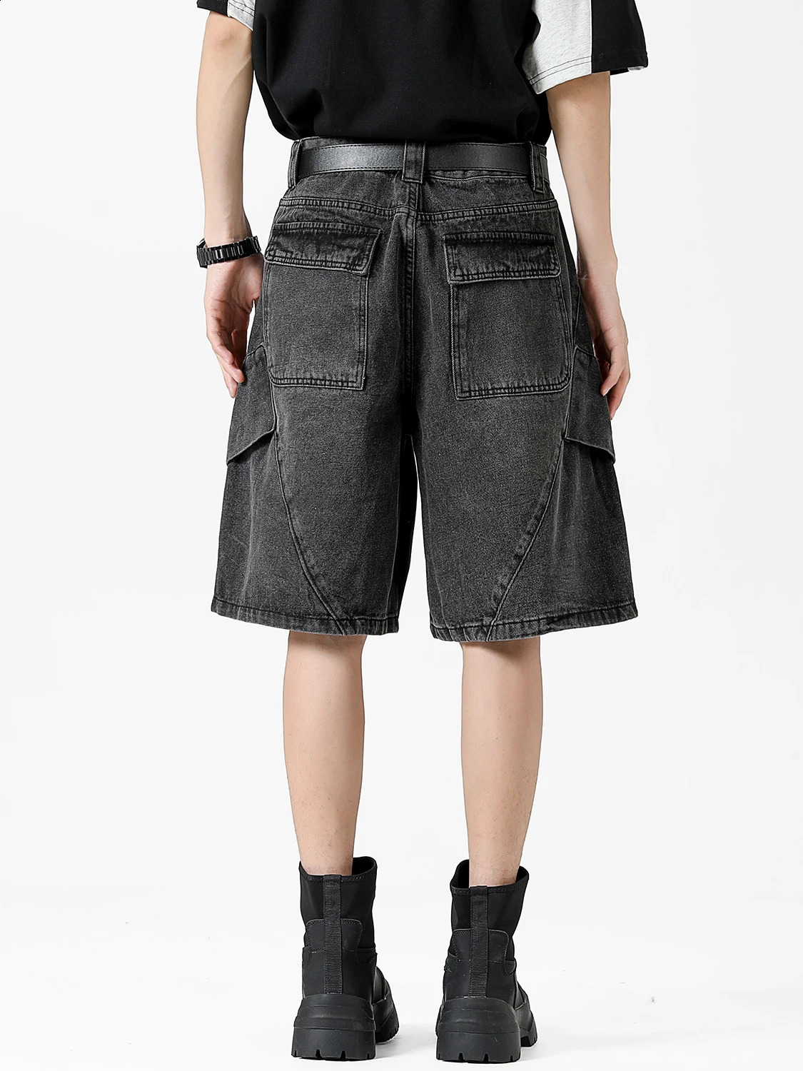 Y2k fashion oversized denim shorts mens nostalgic streetwear bag shorts clothing washing cotton summer mens pants 250423