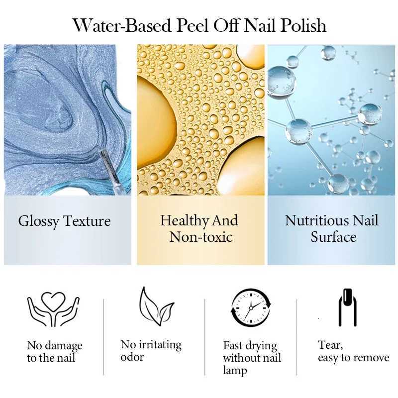 10ml Peel Off Water-Base Nail Polish 40 Colors Fast Drying Nail Art For Manicure DIY Long Lasting Nail Supplies Painting VarnishT251127