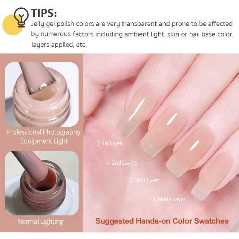 BORN PRETTY Jelly Nude Gel Nail Polish 10ml Light Pink Peach Translucent Color UV Light Cure Gel Varnish Nail Art DIY at HomeT251127