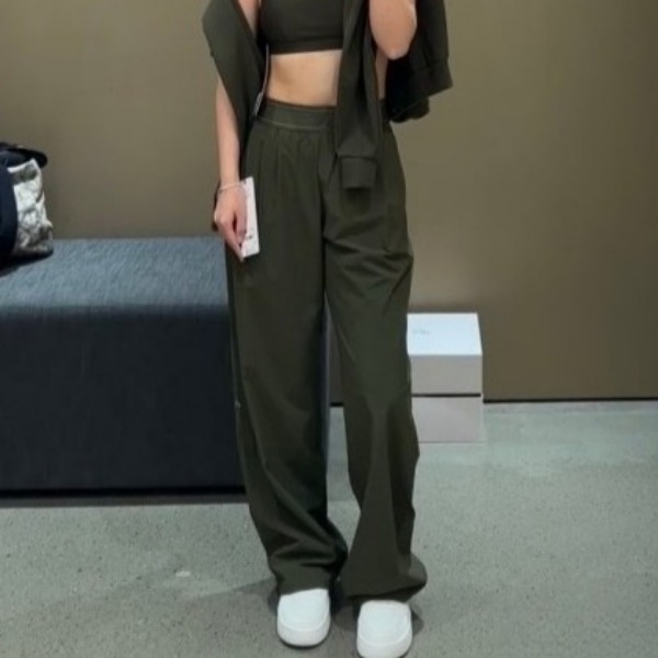 Designer New Hot-Selling Army Green Women's Yoga Casual High-Waist Straight-Leg Pants, Outdoor Sports, Quick-Drying, Wrinkle-Resistant