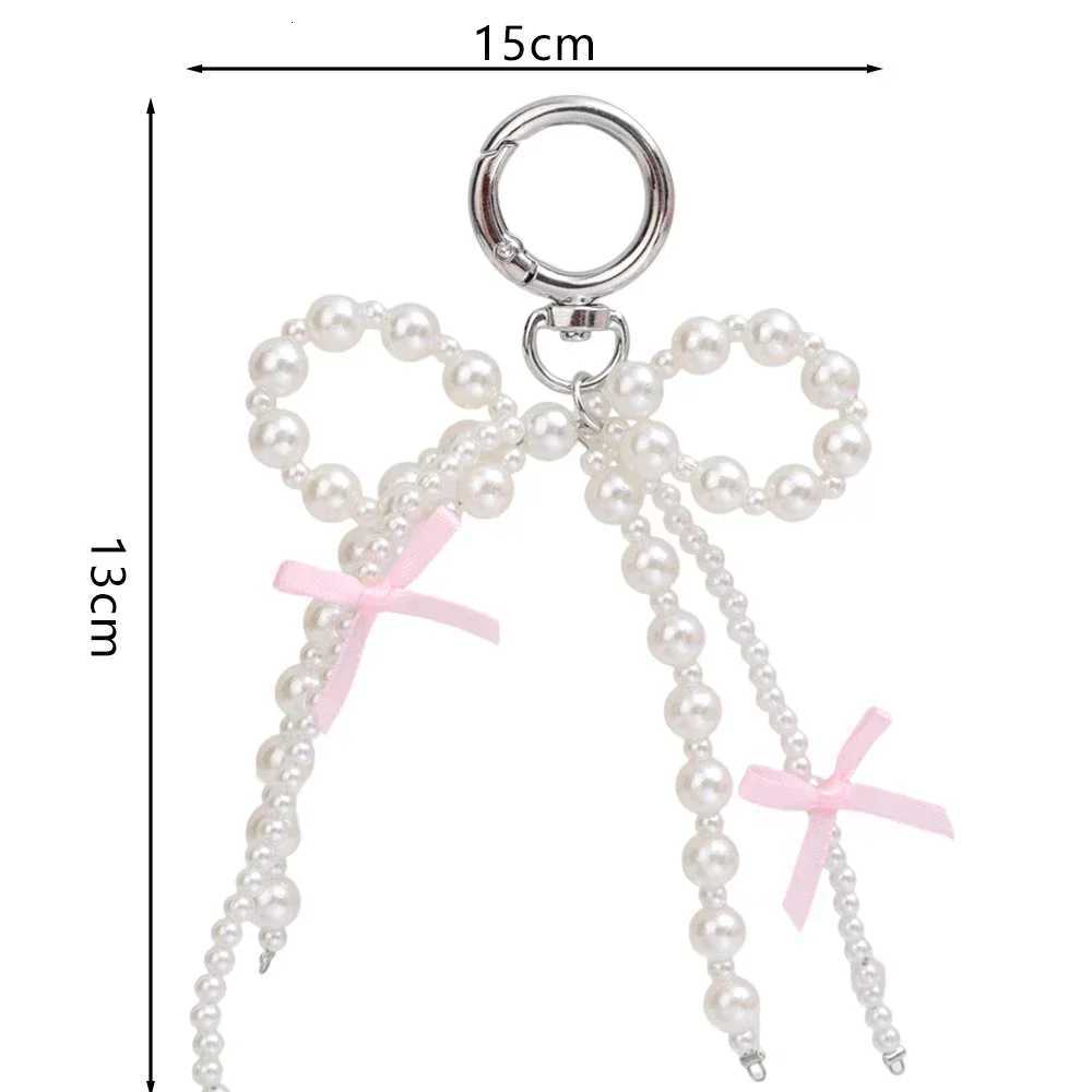 2025 New Korean Fashion Sweet Pearl Bow Keychain Phone Pendant Keyring Y2K Ins Aesthetic Holder for Girl Bag Pendant AccessoriesT251127