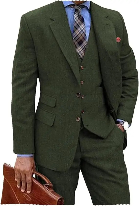 Men s Brown Tweed Suit Men Vintage Winter Formal Wedding Suits For Men Mens Classic Suit 3 Pieces Men Suit 251126