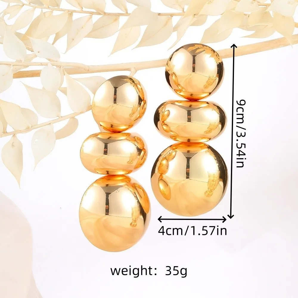 Retro Exaggerated Geometric Earrings Metal Golden Large Earrings Round n Irregular Women Jewelry European American Style 251126
