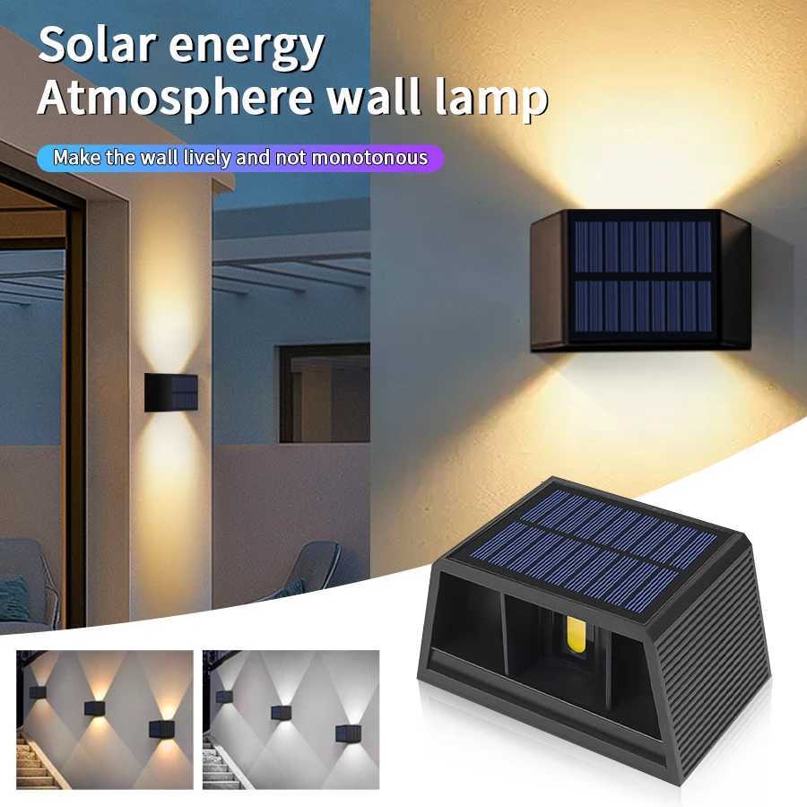 COB Outdoor Led Solar Light Garden Fence Wall Lamp Sunlight Dusk to Dawn Waterproof Up and Down Adjustable for Yard PathwayM251127