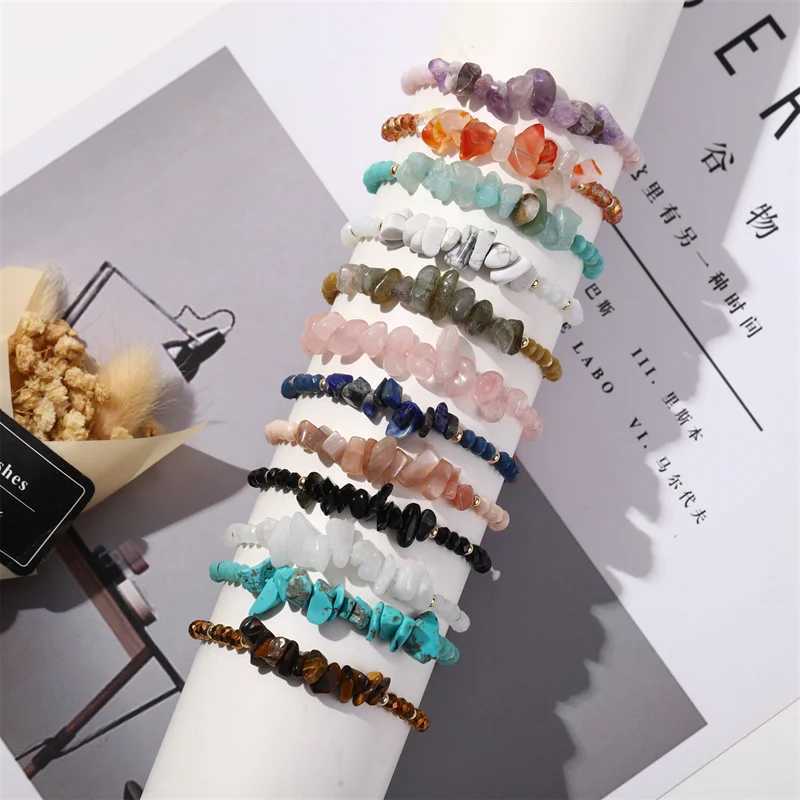 12PCS Hand-woven Natural Stone Beads Adjustable Irregular Crystal Gravel Beads Hand Chain Charm Jewelry Gifts C251105