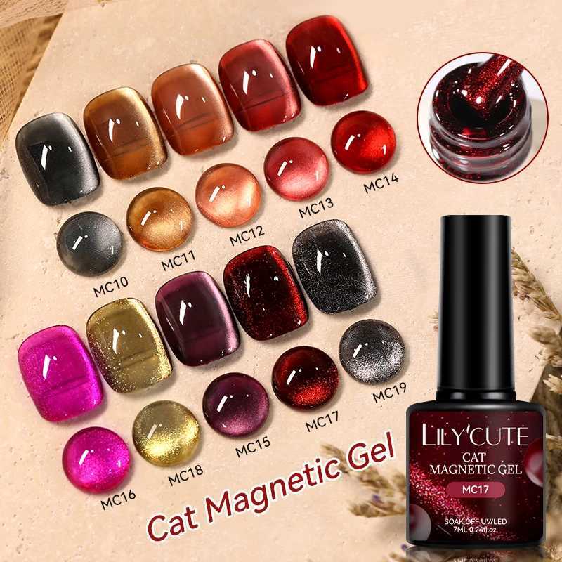 LILYCUTE 7ML Red Glass Bead Cat Magnetic Eye Nail Gel Polish Black Moonlight Crystal Autumn Winter Soak Off UV LED Salon VarnishT251127
