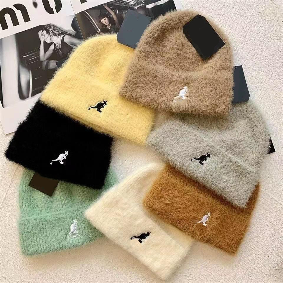 Designer Beanie Baseball Hat for Man Woman Kangaroo Mink Fur Plush Warm Casual Beanie Versatile Knitted Hat Autumn Winter New Style Cold neutral knitted beanie