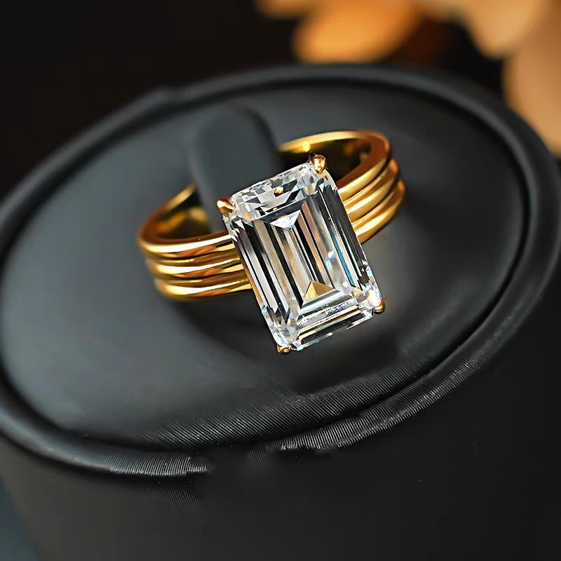 2025 Rulalei Brand Top Sell Sparkling Jewelry 100% Sterling Sier Gold Princess Cut White Lab Moissanite Dia Eternity Lady Engagement Band RIng