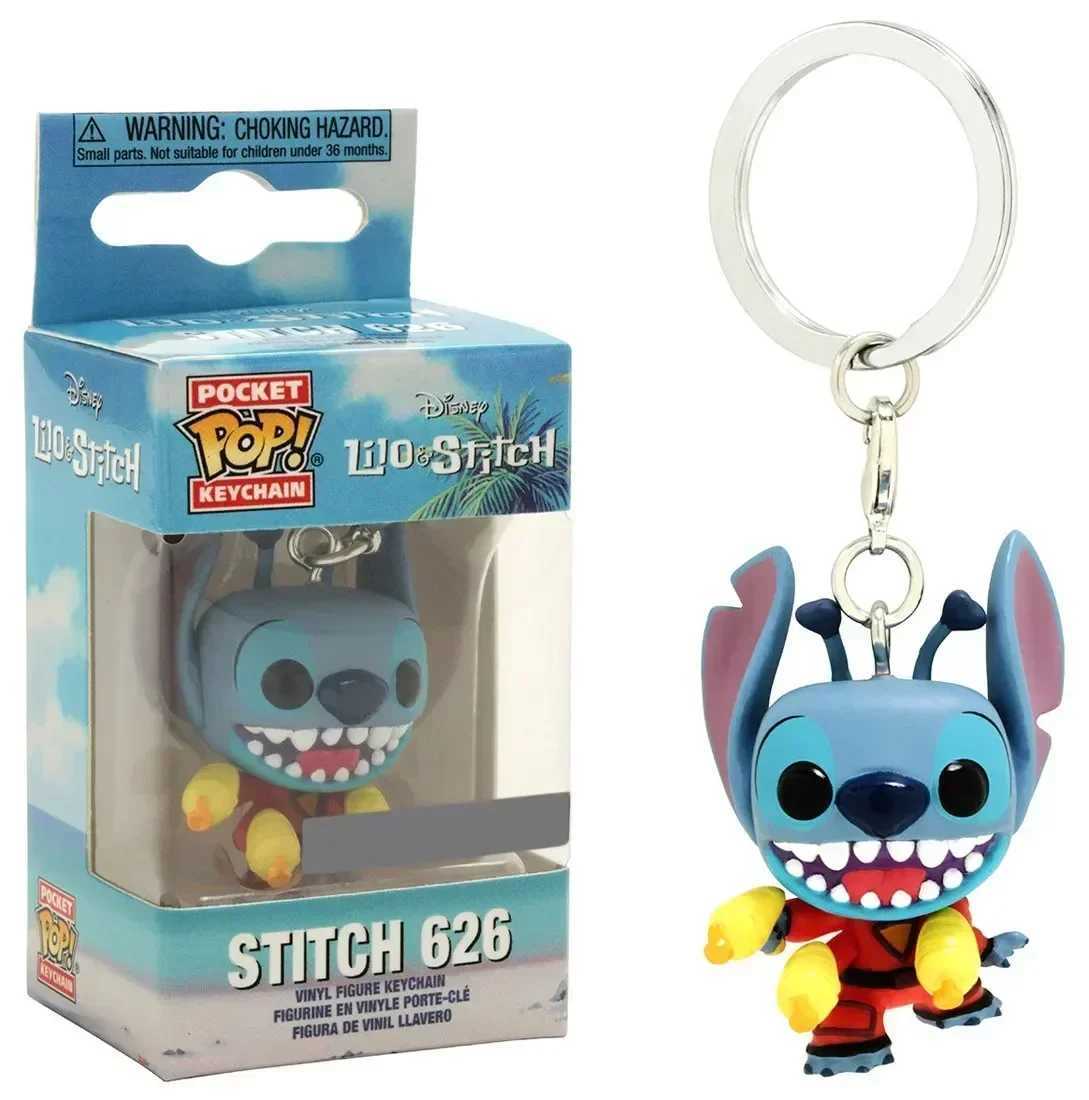 Disney FUNKO POP ELVIS STITCH IN BATHTUB Summer STITCH 626 Keychain Toy TIKI STITCH LILO Vinyl Figure Pocket Pop Keyring Toys H251127