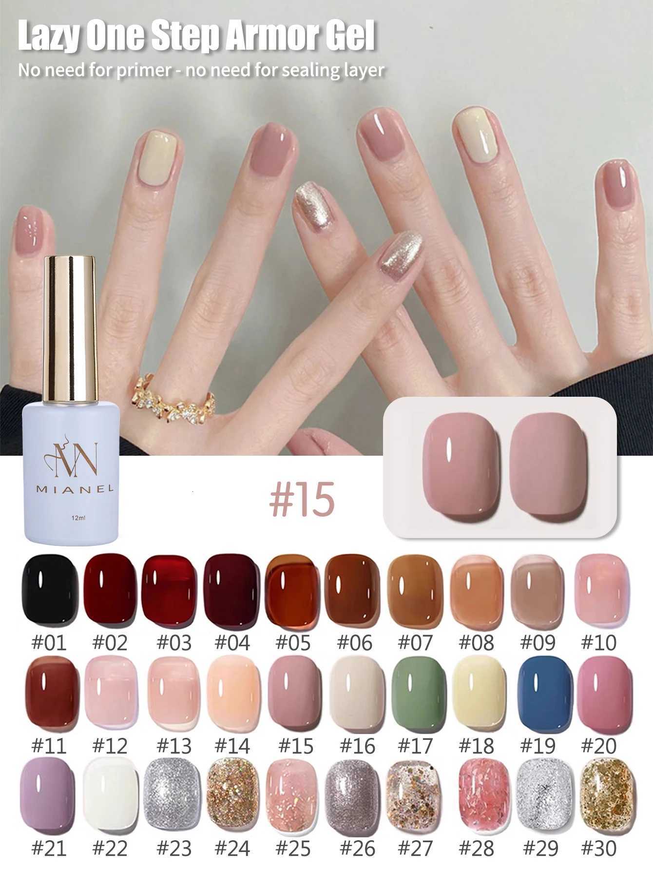 MIANEL One-step Nail Polish 3-in-1 Gel Nail Polish Top Selling White Black Blue pink Color Ice Clear Nude Gel Polish In summerT251127