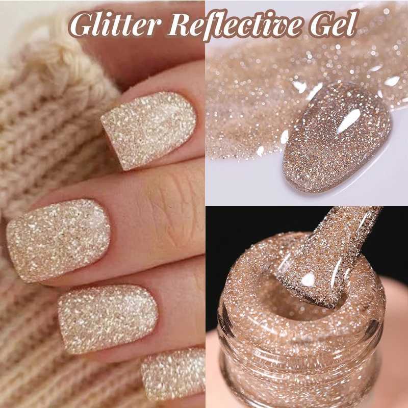 UR SUGAR 15ml Champagne Gold Reflective Glitter Gel Nail Polish Shining Effect Semi Permanent Soak Off UV Gel Nail Art ManicureT251127