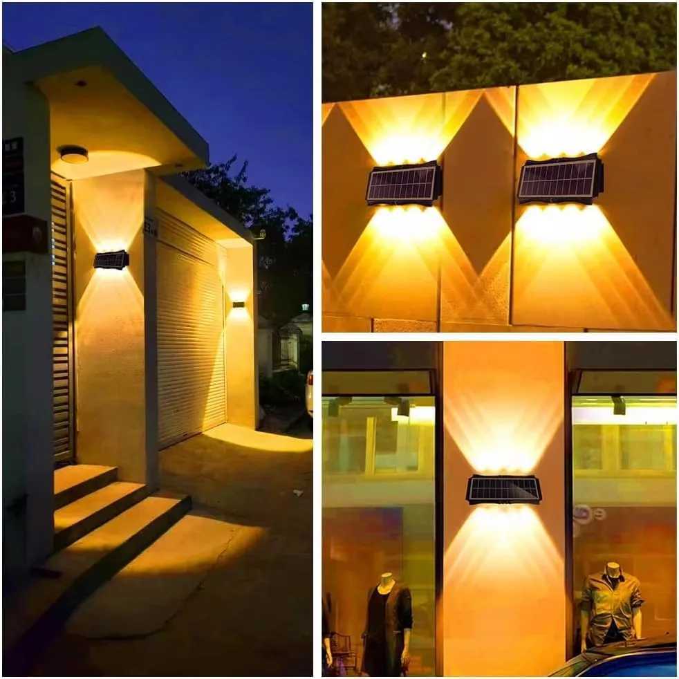 Solar Wall Lamp Outdoor Solar LED Light Waterproof Up And Down Luminous Lighting Balcony Yard Garden Decoration LightsM251127