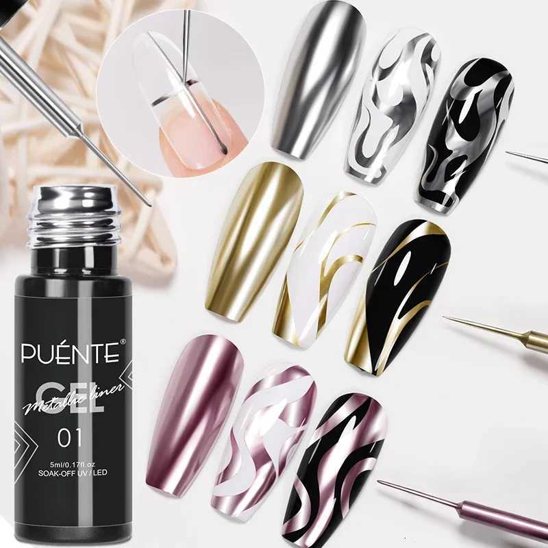 5ml Golden Silvery Metallic Painting Liner Gel Polish Chrome Mirror Effect Semi-Permanent Varnish For Stunning French Nail ArtT251127