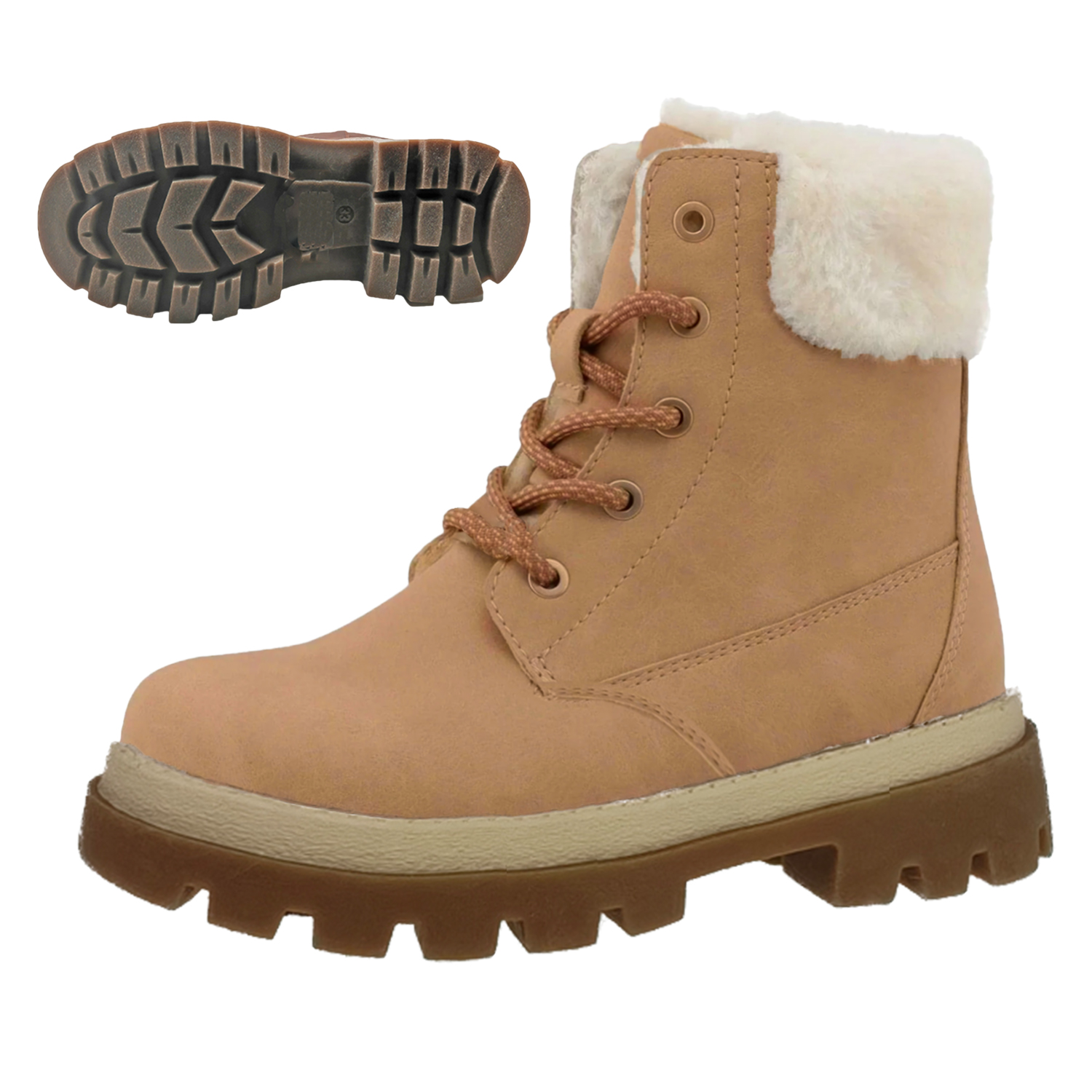 Ankle Boots lady Fur Lined Snow Shoes women Combat Boot Winter Warm Lace Up Outdoor Plat Trainer Bootes