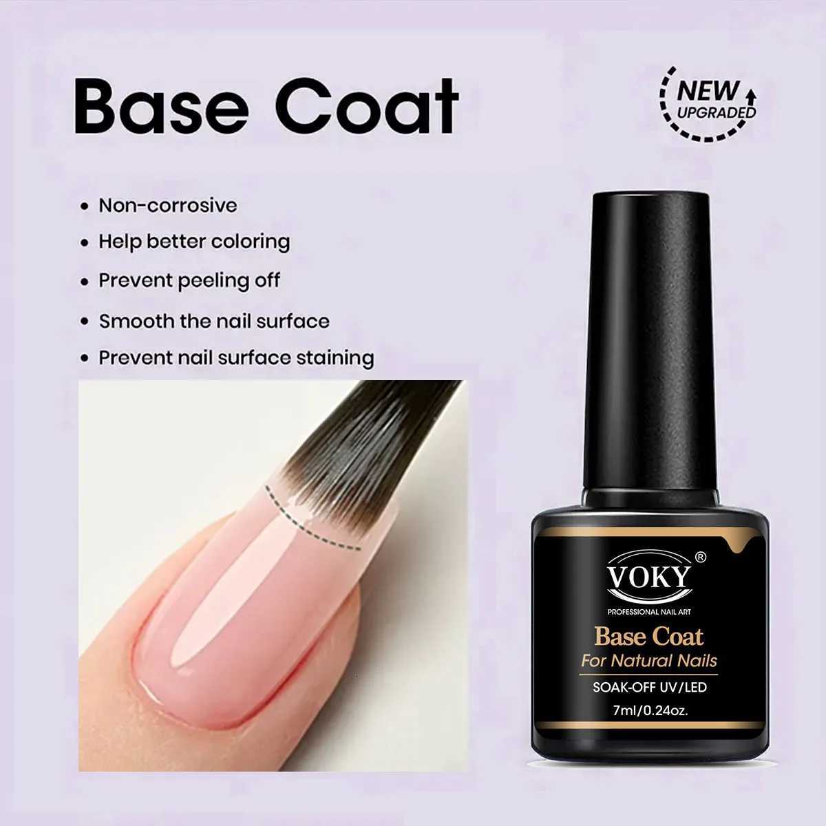 VOKY 024oz No Wipe Top Coat And Base Top Coat And Matte Top Coat Set - Shiny Finish Long Lasting Soak Off LED Nail Lamp GelT251127