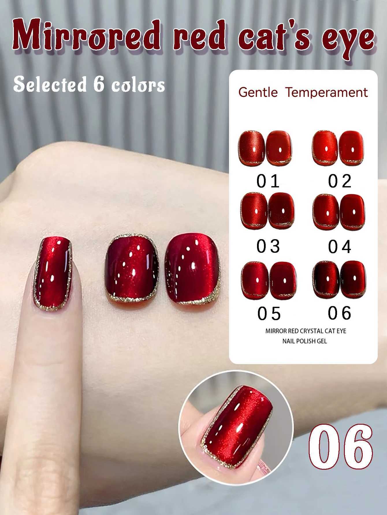 12ML 1-21PCS Red Glass Bead Cat Eye Magnet Gel Nail Polish Summer And Autumn Hot Selling Whitening Red Cat Eye Nail Gel GlueT251127