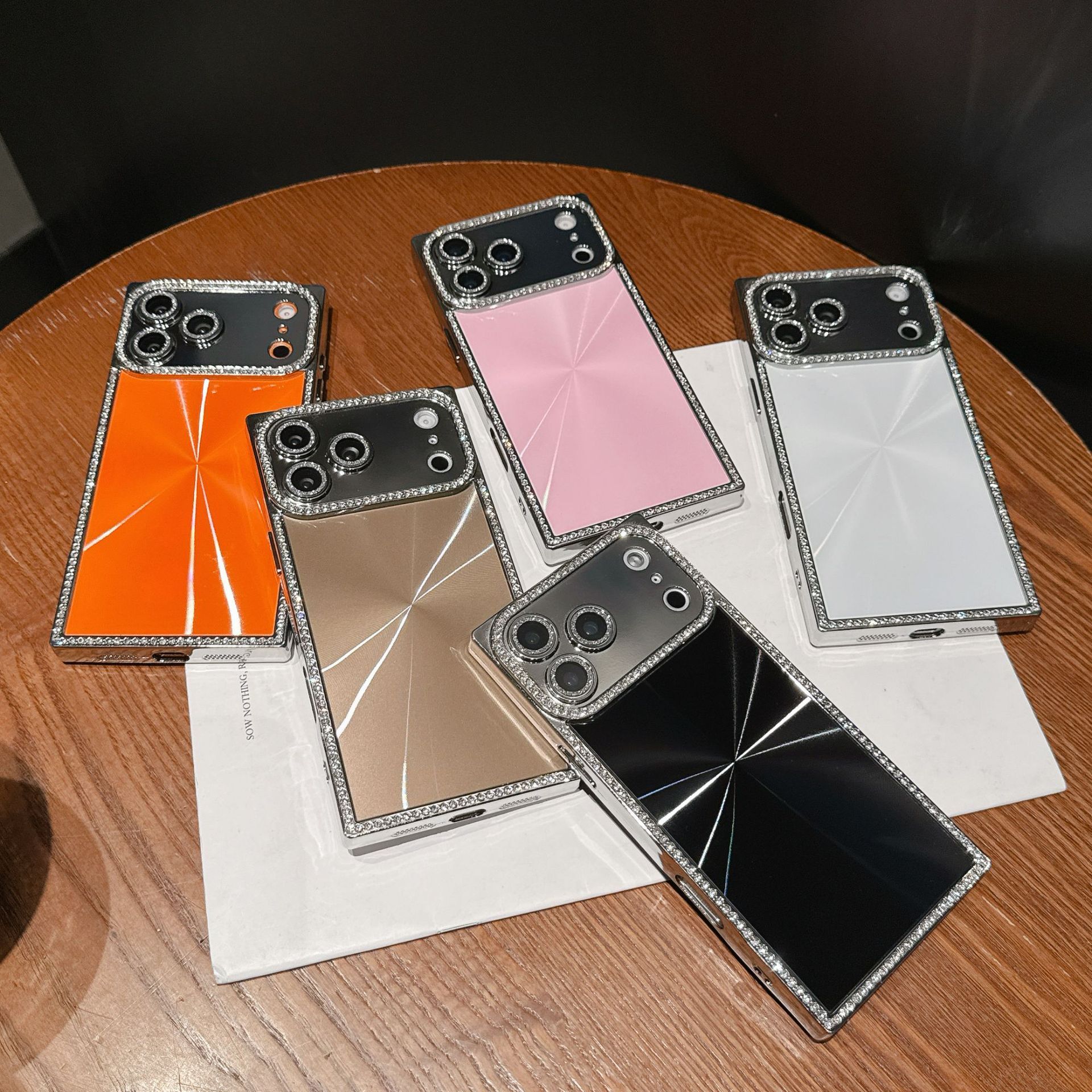 Four-Corner Straight Electroplated Edge Phone Case iPhone 17 Pro Max Compatible with Apple 16 Lens Protector 15