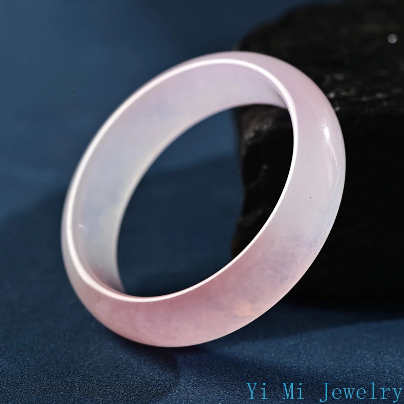Natural Peach Light Pink Jade Bangle Ice Hetian Jade Hibiscus Pink White Bracelet Exquisite Jewelry for Women Party Gifts 251121 - view 6