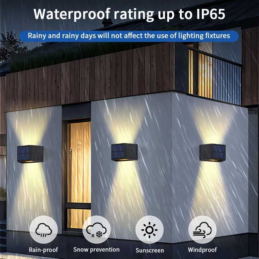 COB Outdoor Led Solar Light Garden Fence Wall Lamp Sunlight Dusk to Dawn Waterproof Up and Down Adjustable for Yard PathwayM251127