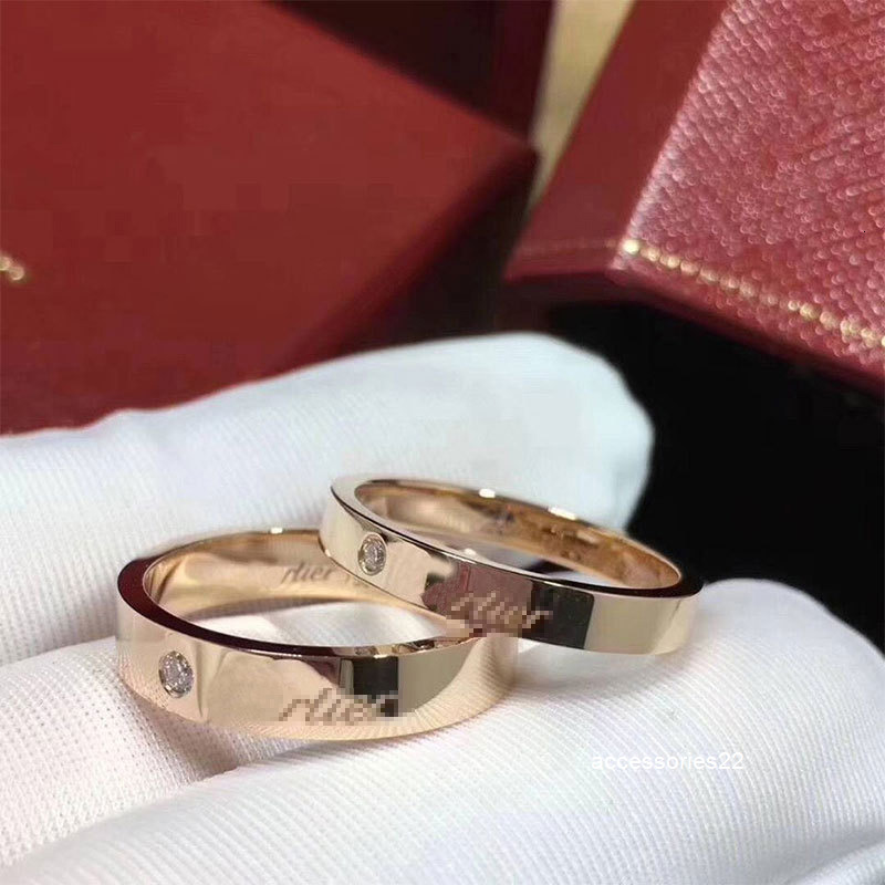 Band Rings High version signature Love ring Couple Rings single diamond Designer ring non-fading rose gold Plated Stainless 18K mens and womens ring Wedding