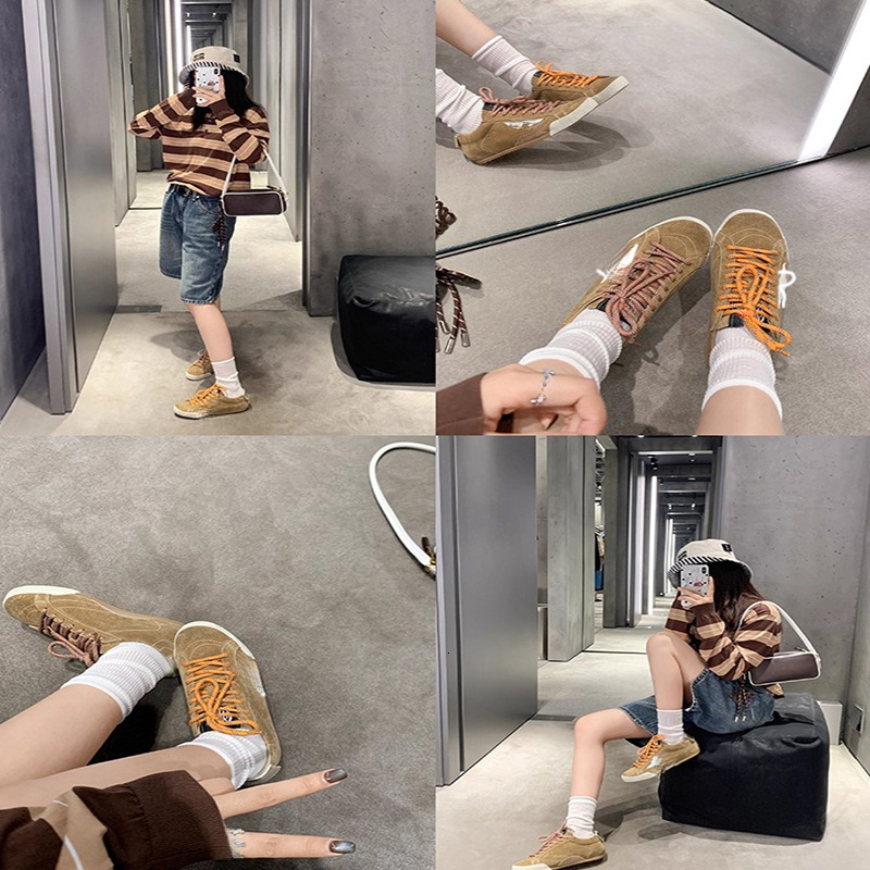 New hot selling trend leather retro women s shoes with increased height multifunctional color matching retro designer shoes trendy casual sports shoes