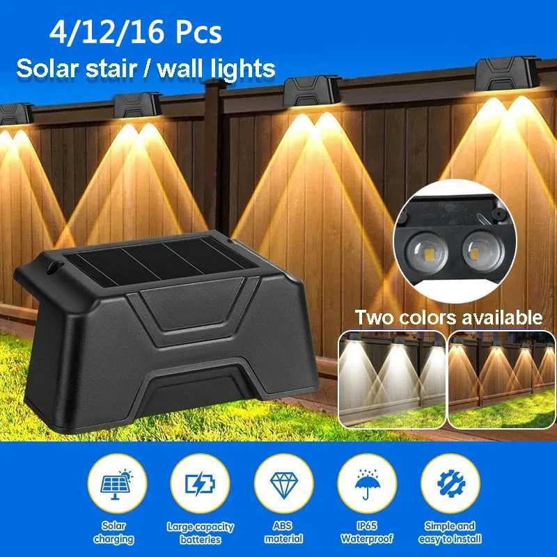 4/12/16 Pcs LED Solar Lights Outdoor IP65 Waterproof Decorative Lamp Wall Stairs Atmosphere Light for Fence Garden DecorM251127