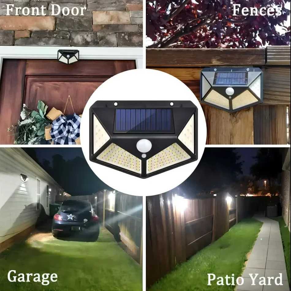 100 LED Wall Lights Outdoor Solar Lamp Motion Sensor Solar Powered Street Light Garage Lamps Outdoor Garden Lighting Night LightM251127