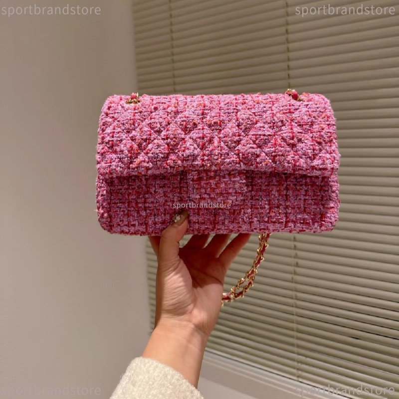 Tweed Bag Designer Bag Flap Bag Sqaure Gold Metal Hardware Chain Crossbody Mini Bag Shoulder Bag Ladies Classic Quilted Bag Luxury Turn Lock Fashion Handbag C Bag 2324