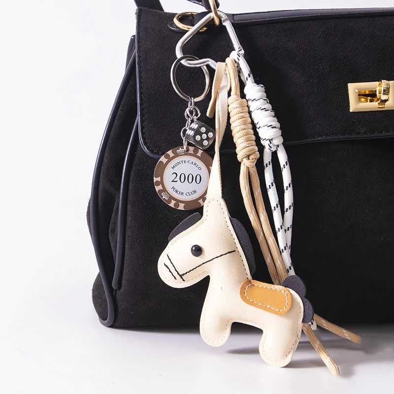 1 Piece Leather Pony Keychain Braided Rope Backpack Pendant For Phone Bag Hanging Accessories Decoration CharmT251127