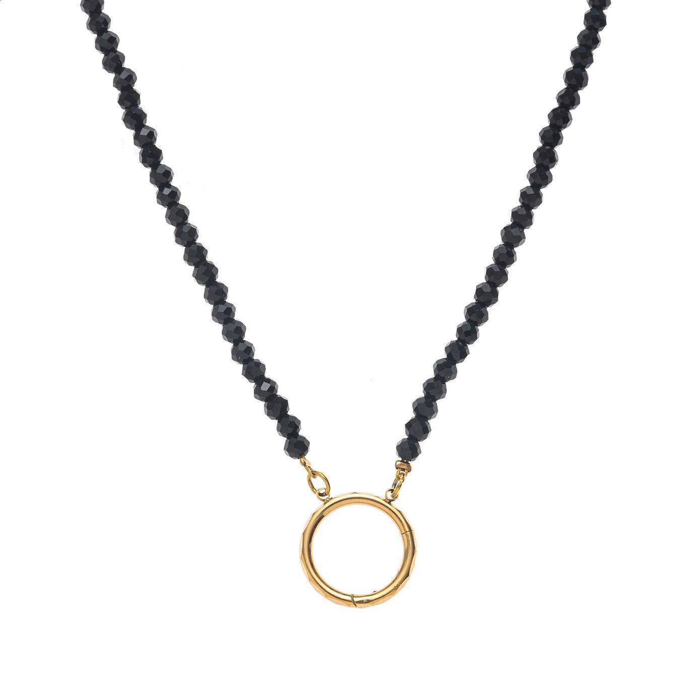 Jewelry 18k gold plated Chunky Stainless Steel Chain Carabiner Pave Charismatic Zircon Charms Necklace YF3677 241106
