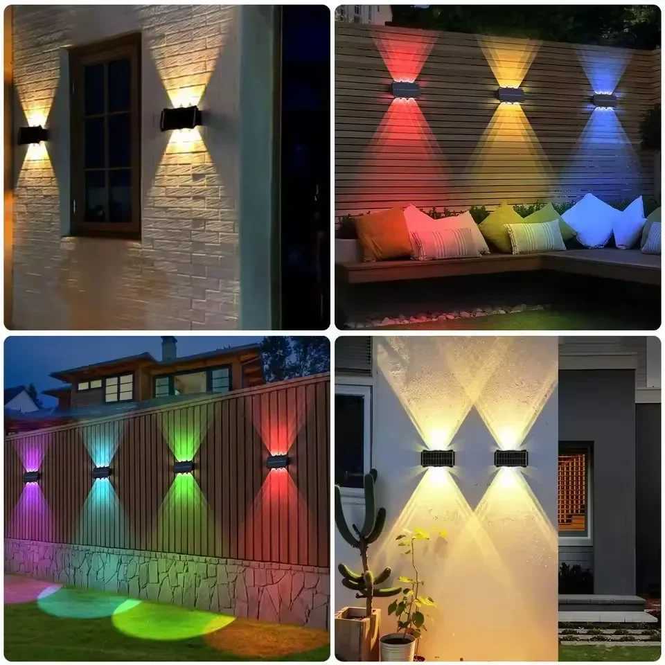 Wall Lamp Led House Outdoor Solar Waterproof Up And Down Luminous Lighting Balcony Yard Decoration Garden Exterior Wall LightM251127