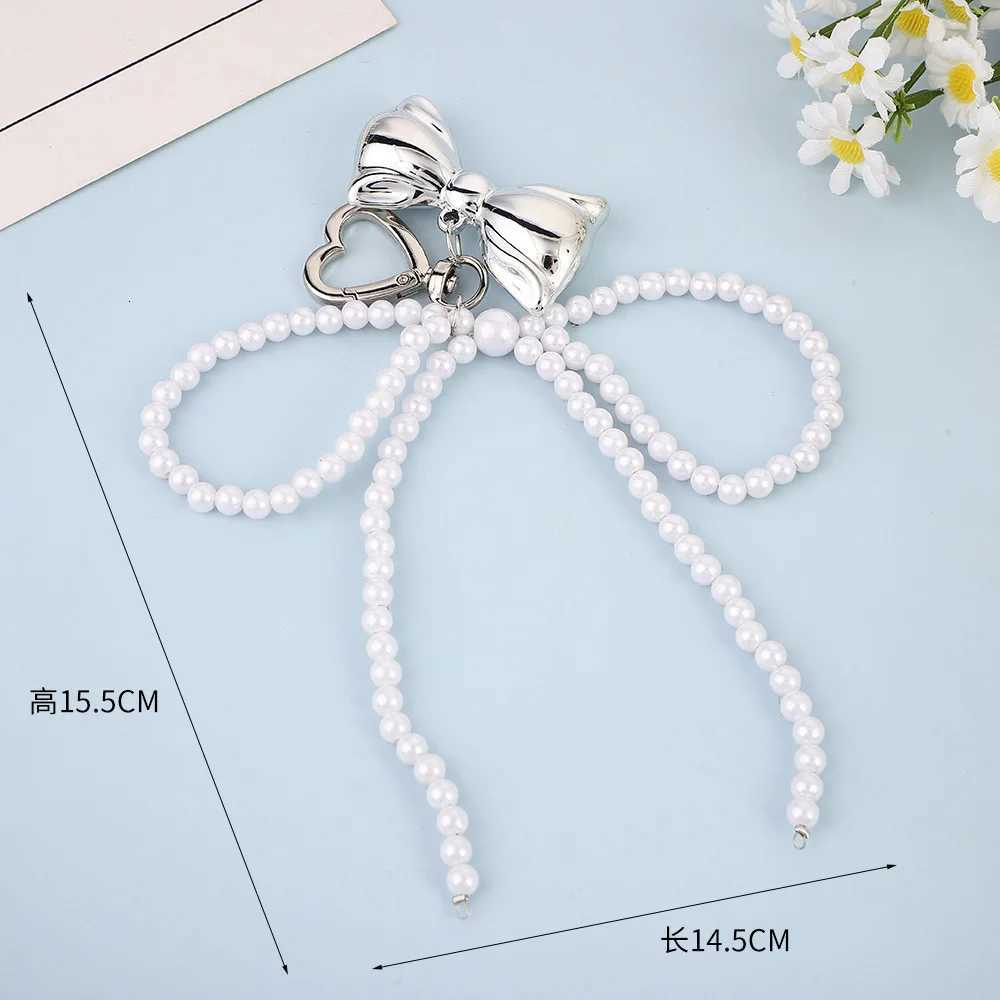Yupsk Elegant Sweet Beads Pearl Bowknot Keychain Heart Pendant Keyring Y2K Aesthetic Key Chain Holder for Girl Bag AccessoriesT251127