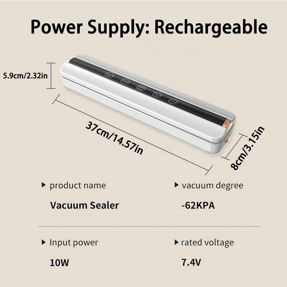 Food Vacuum Automatic Air Sealing Machine Home USB Wireless Wacuum Sealer 1500mAh 62KPa High-Suction Store Food Vacuum 251126