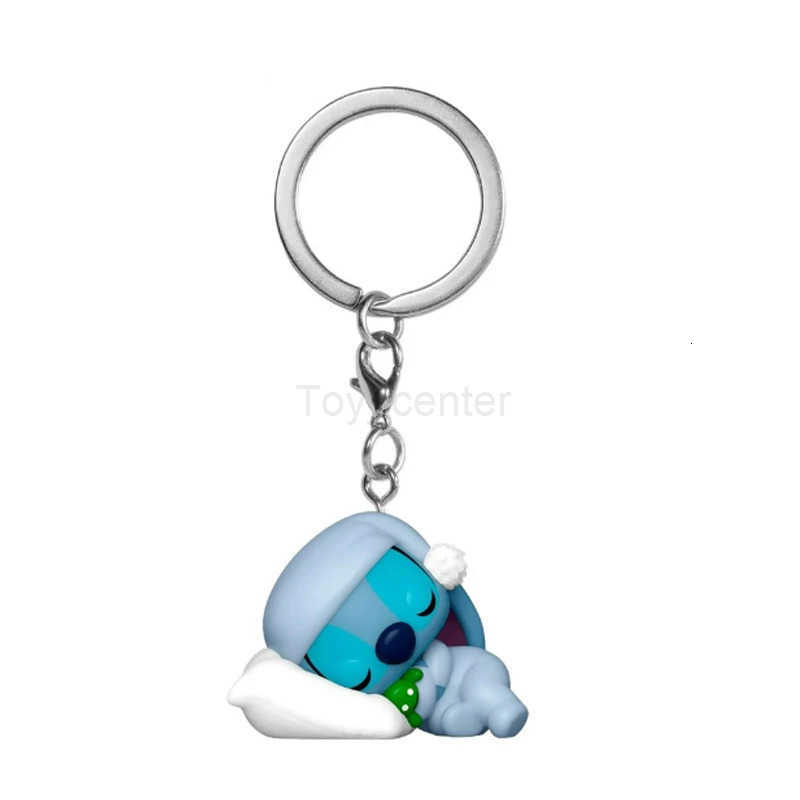 Disney NEW Sleeping Stitch Hula Pocket Keychain Vinyl Action Figure Collection Model Cute Doll Toy Gift H251127