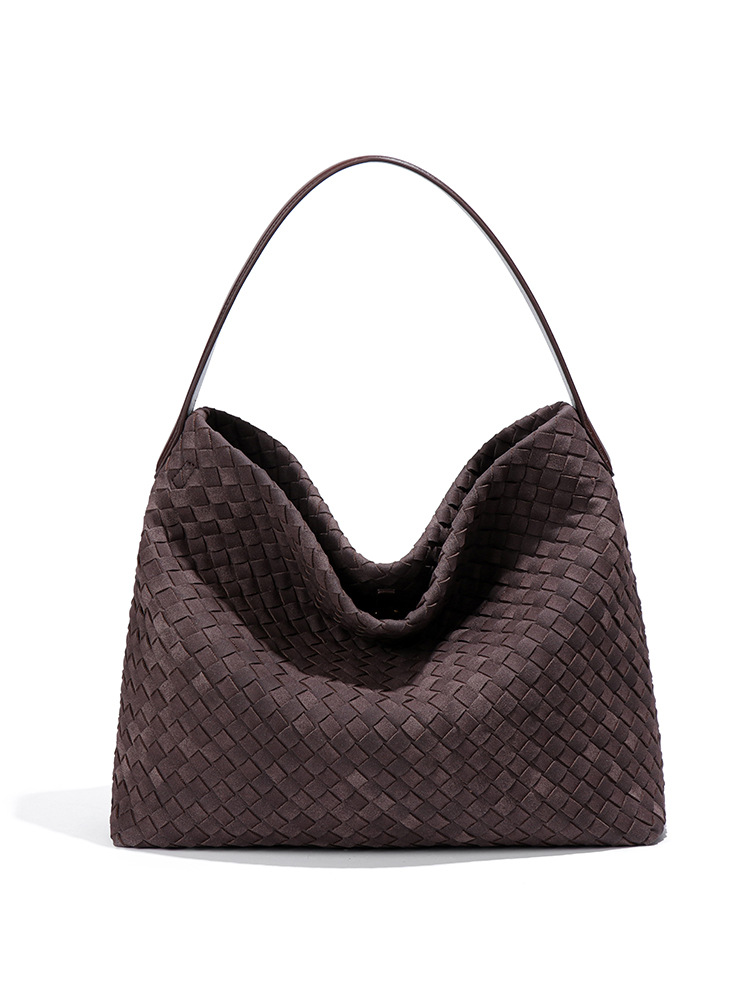 large capacity bag women's woven bag shoulder bag crossbody bucket bag frosted suede tote bag