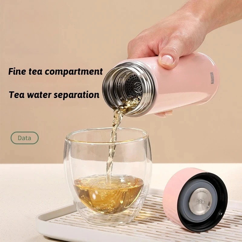 330ML Thermos Water Bottle With Tea Strainer Stainless Steel Car Sports Cup Keeps Cold and Heat Thermal Travel Mug 251114 W260226