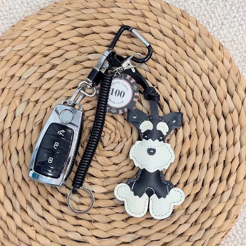 Cartoon Cute Animals Schnauzer Lanyard Bag Pendant PU Leather Backpack Pendant Key Chains for Women Birthday GiftT251127