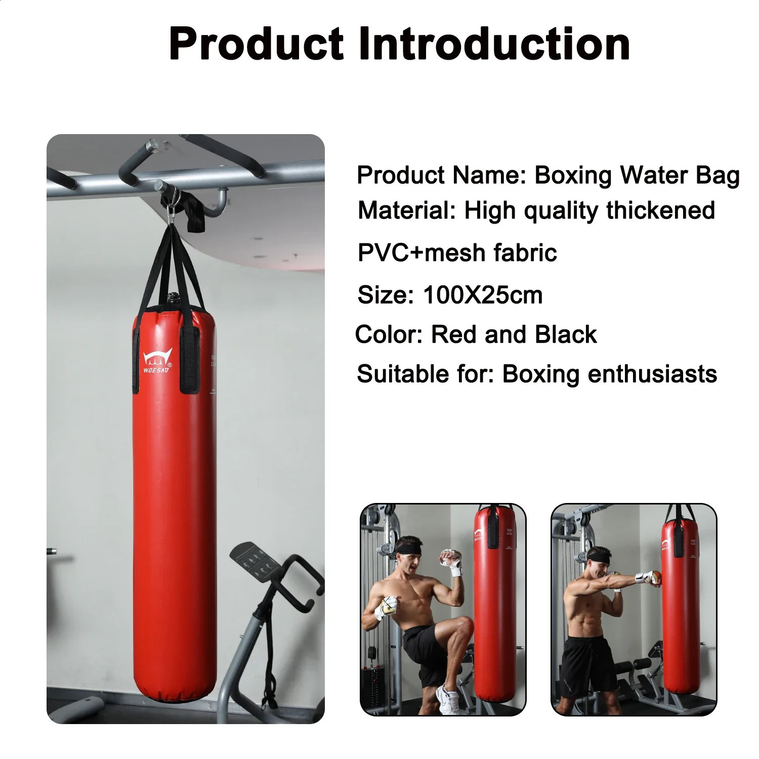 WOWWEIR Hanging PVC Boxing Bag Home Gym Training Water MMA Karate Judo Muay Thai Taekwondo Self Defense 250427
