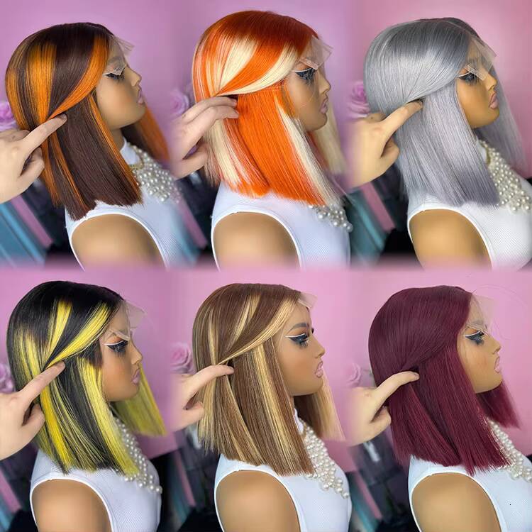 Wholesale Kim K 2x6 Lace Bob Wigs 12inch Vietnamese Double Drawn Wigs 11A Grade 100 Human Hair Bone Straight Hair Wigs