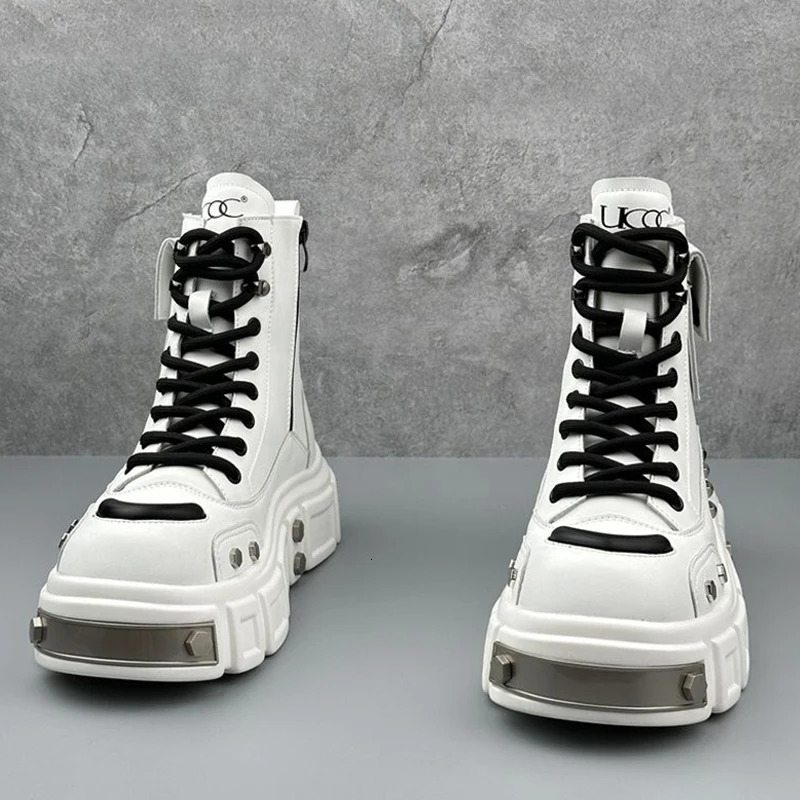 Boots For Man Fashion Rivet Leather n Shoes Gothic Black Street Hip Hop punk Rock ankle boots Men Motorcycle shoes 251126 - view 4
