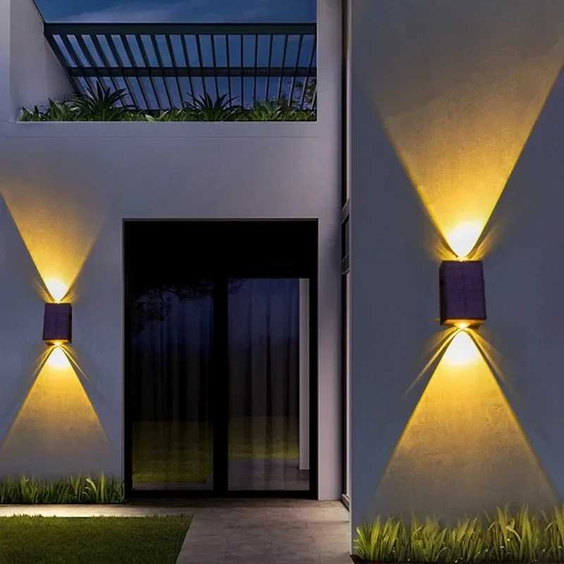 LED Solar Wall Lights Up and Down Lighting Solar Outdoor Light Waterproof IP65 Solar Fence Light for House Yard Garden GarageM251127