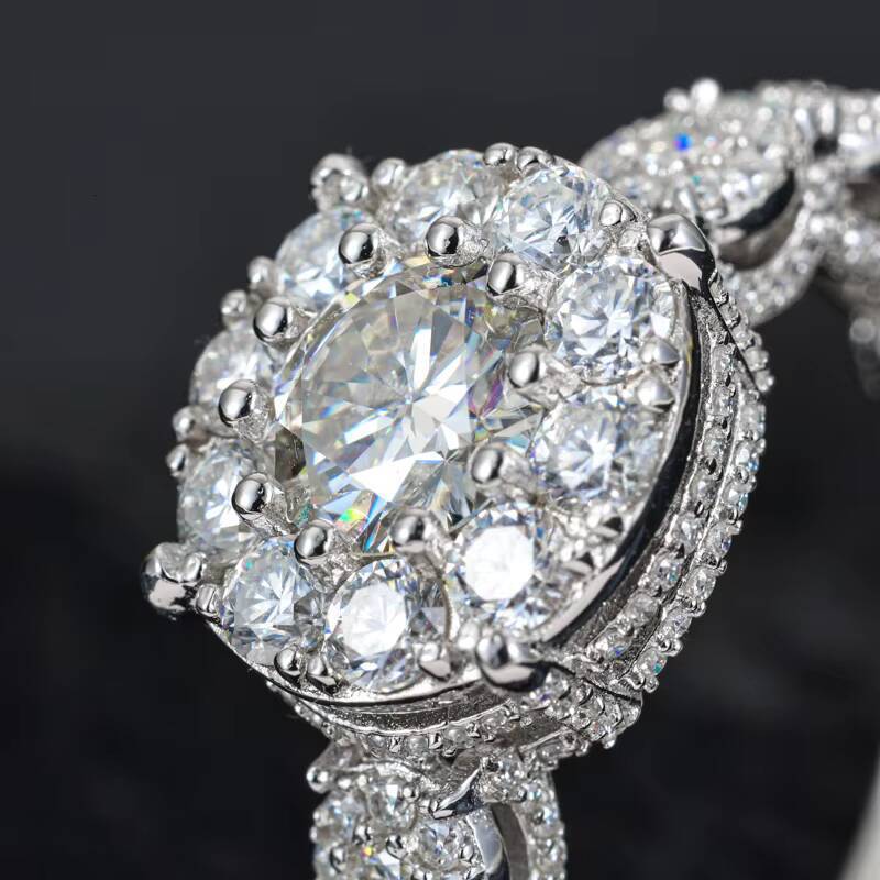 Express Yourself with Confidence Mens Hip Hop 925 Silver Ring Featuring Sparkling Lab Created Moissanite and 18k Gold Overlay