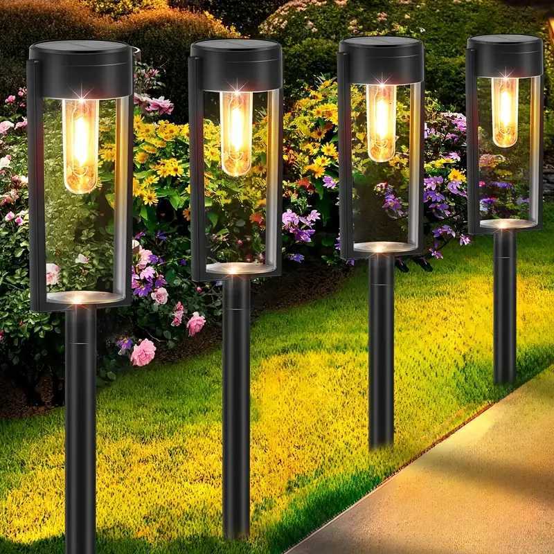 2-8PCS Solar Outdoor Tungsten Filament Waterproof Ground Plug Lawn Courtyard Lamp Landscape Lighting Garden Villa Rural DecorM251127